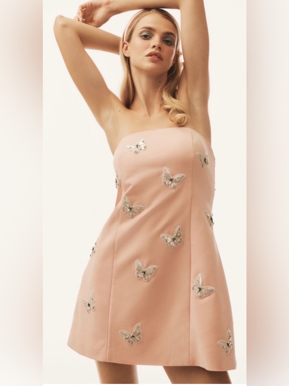 Mare Mare Strapless Embellished Butterfly Mini Dress